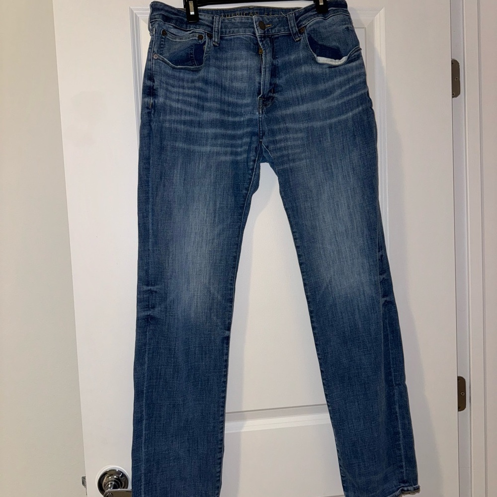 American Eagle Outfitters Men's Straight Blue Jeans - 34x34